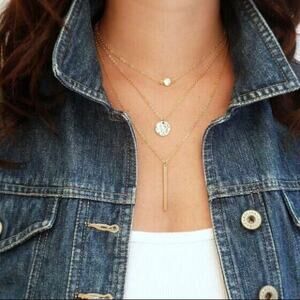 U-shaped Wish Tree Three Layer Alloy Necklace Gold